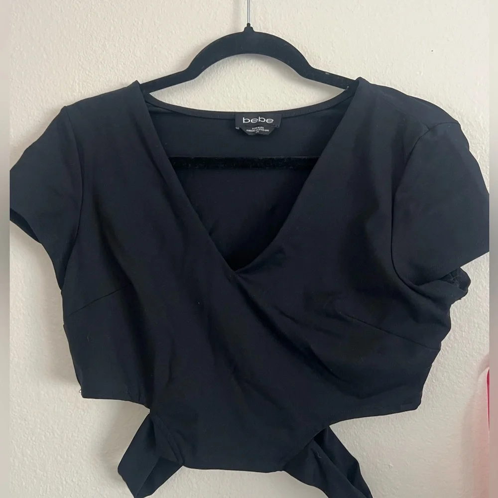 Bebe Black Cut-Out Crop Top - Picture 1 of 5